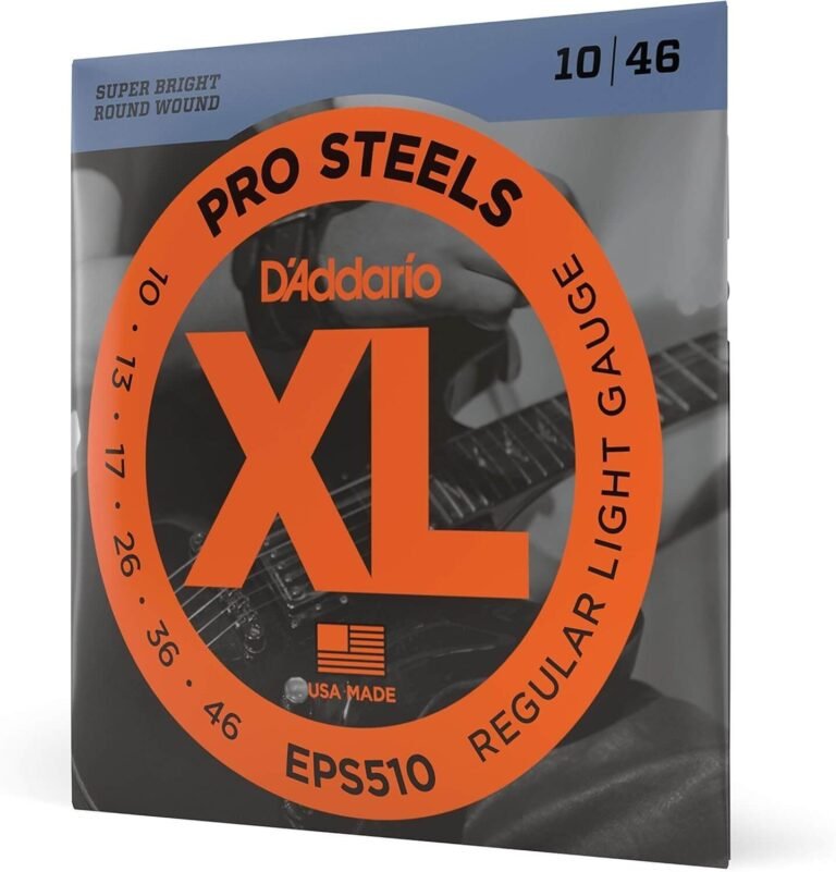 D'Addario Guitar Strings - ProSteels Electric Guitar Strings - Round Wound - Brighter, Crunchier, Increased Sustain - EPS510 - Regular Light, 10-46