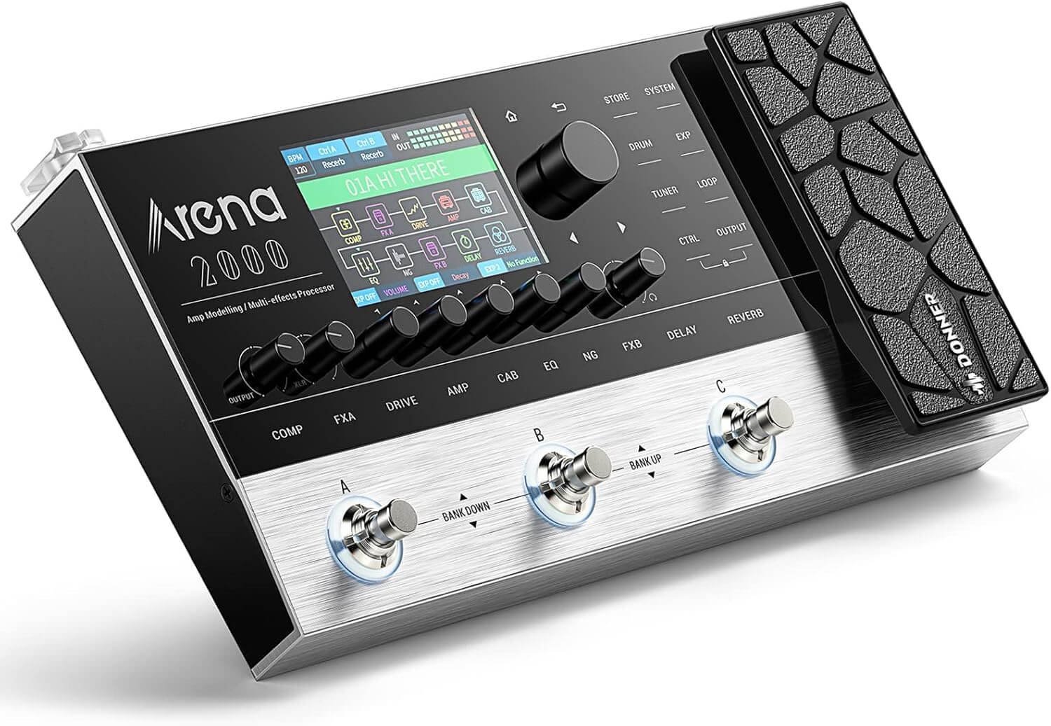 Donner Arena2000 Multi Effect Pedal, 278 Effects, 100 IRs, Looper, Drum Machine, Amp Modeling Guitar Pedal, Supports XLR, MIDI IN
