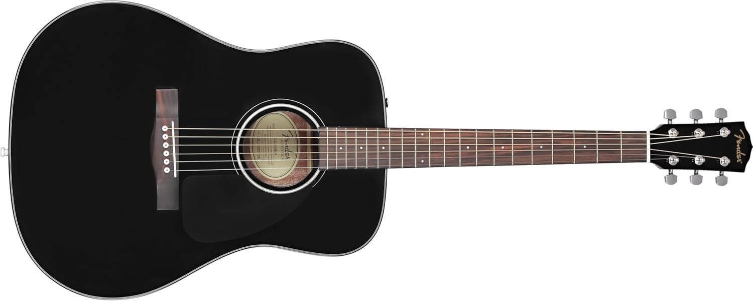 Fender CD-60 Dreadnought V3 DS Acoustic Guitar in Black with Walnut Fretboard, Great for Beginners, Comes with Free Virtual Lessons