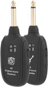Guitar Wireless System, 4 Channels Wireless Audio Transmission Receiver Built-in Rechargeable Lithium Battery for Electric Guitar Bass Violin Audio Wireless Transmission