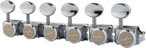 Guyker 6 Inline Vintage Guitar Lock String Tuners – Locking Tuning Key Pegs Machine Heads Replacement for ST TL Style Electric, Folk or Acoustic Guitars – Chrome