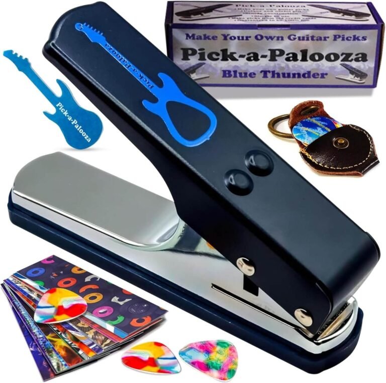Pick-a-Palooza DIY Mega Gift Pack - Guitar Pick Maker, Leather Holder, 15 Picks, Guitar File, Blue