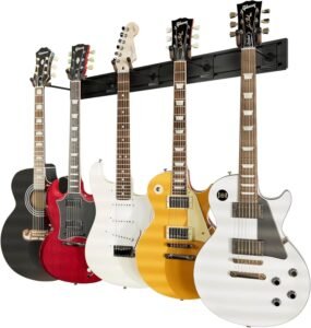String Swing SW5RL-B-K Guitar Wall Mount Bundle with 5 Guitar Hangers & 1 Black Vein Strong Wall Mount