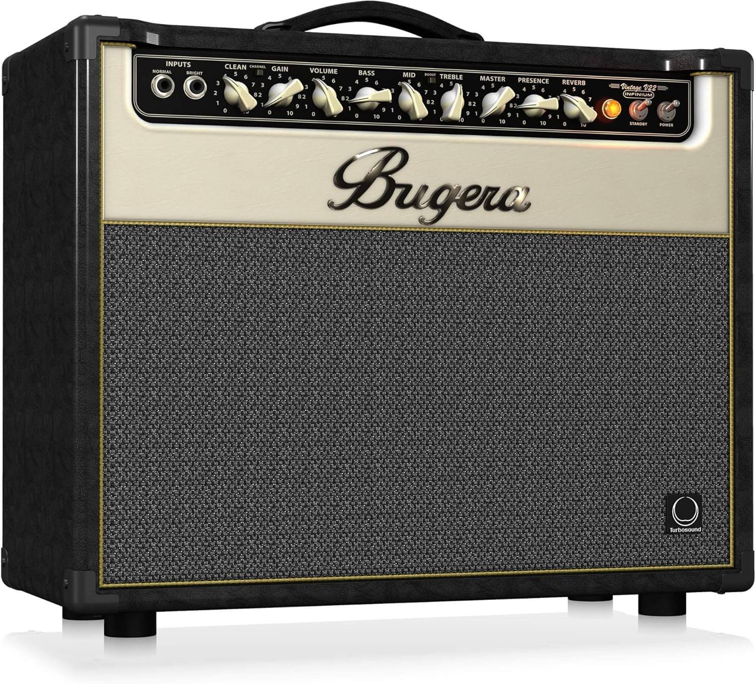 Bugera V22 Infinity 22 Watt Vintage 2-Channel Tube Combo with Infinium Tube Life Multiplier, Original Turbosound Speaker and Reverb