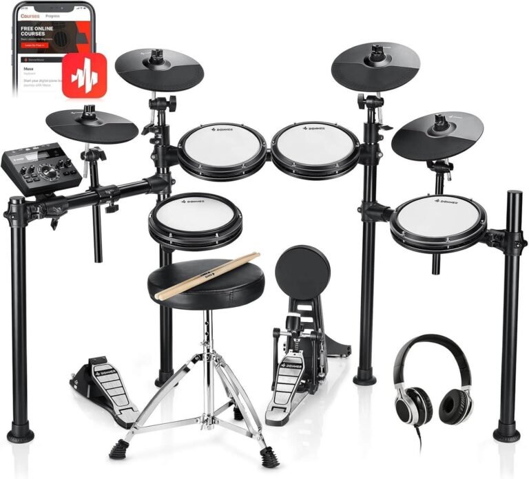 Donner DED-200X Electronic Drum Set, Electric Drum Kit with Quiet Mesh Drum Pads, 2 Cymbals w/Choke, 31 Kits and 450+ Sounds, Throne, Headphones, Sticks,...