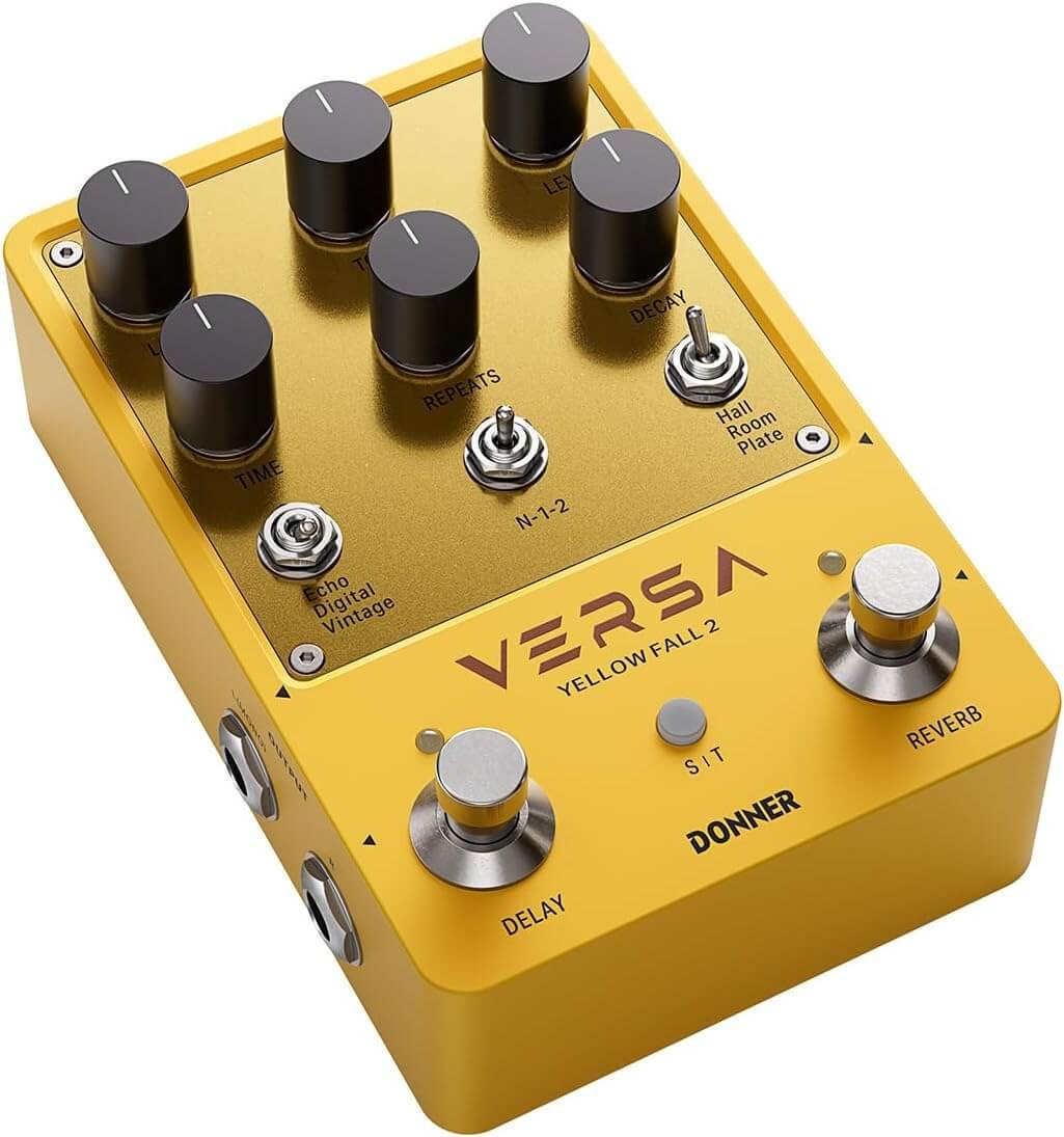 Donner Delay & Reverb Pedal with Tap Tempo, Preset Saving, Stereo in/out, Digital 3x3 Multi-Mode Effects for Electric/Acoustic Guitar, True Bypass
