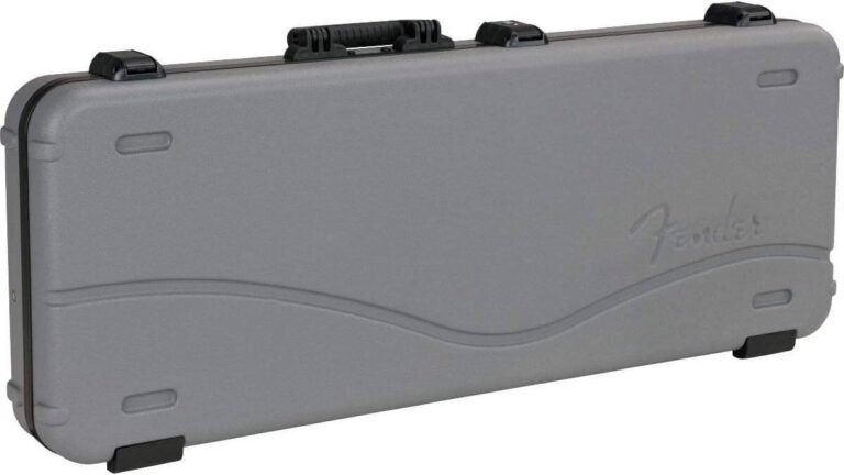 ender Deluxe Molded Strat,Tele Electric Guitar Case, TSA-Approved with Military-Grade Shell, Lake Placid Blue Interior, Inca Silver Exterior