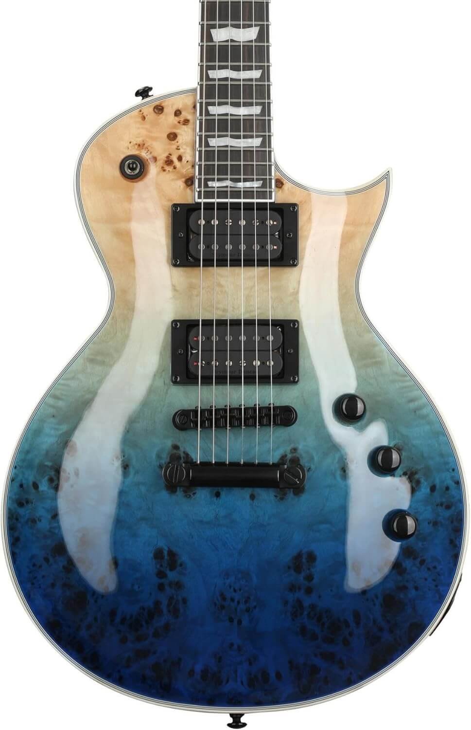 ESP 6 String LTD Deluxe EC-1000 Electric Guitar, Blue Natural Fade, Right, (LEC1000BPBLUNFD)