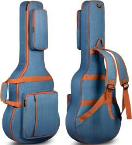 CAHAYA Acoustic Guitar Gig Bag 0.35inch Padded Guitar Bag Soft Denim Guitar Case with Three Large Storage Pockets Guitar Case Cover for 40 41 42 Inch Guitars