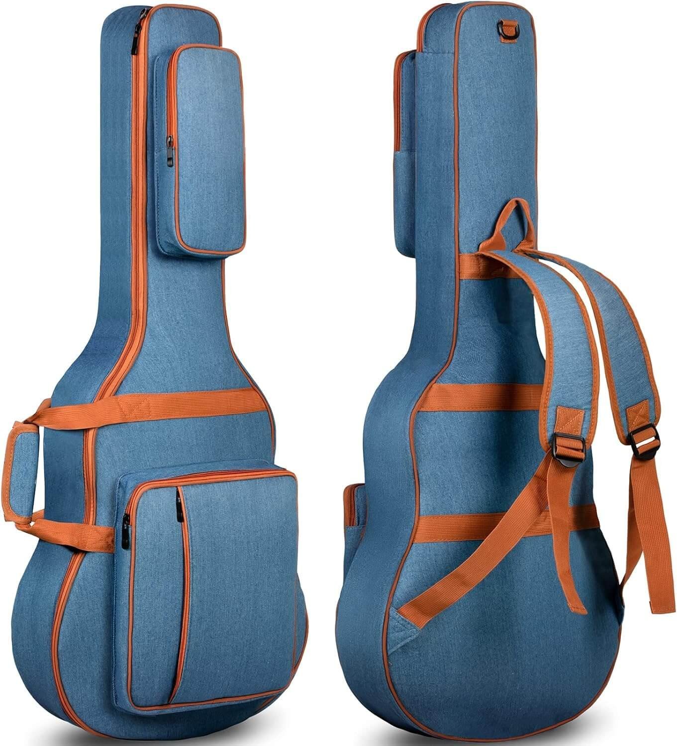 CAHAYA Acoustic Guitar Gig Bag 0.35inch Padded Guitar Bag Soft Denim Guitar Case with Three Large Storage Pockets Guitar Case Cover for 40 41 42 Inch Guitars