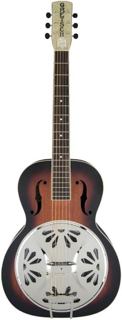 Gretsch G9220 6-String Resonator Electric Guitar with Bobtail Round Neck with Gretsch Ampli-Sonic Diaphragm Resonator Cone (Right-Handed, 2-Color Sunburst)
