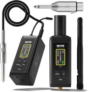 UHF Wireless Guitar System with Antenna,260FT Range,32 Channels,Dual Volume Control,Rechargeable Audio XLR Wireless Guitar Transmitter Receiver for Guitar Bass Electric Instruments, F40