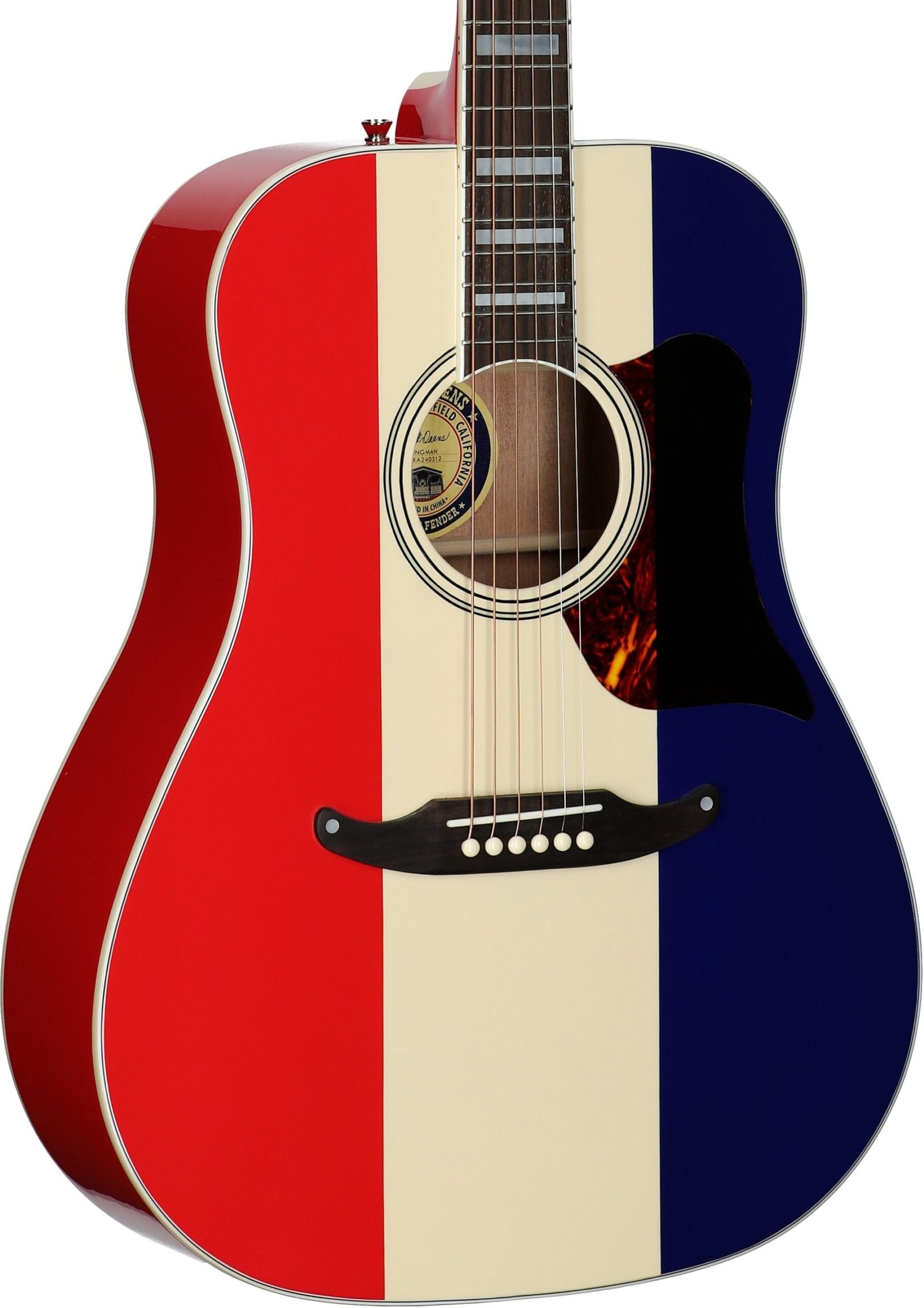 ender Buck Owens Kingman Acoustic-Electric Guitar (with Case), Red White and Blue
