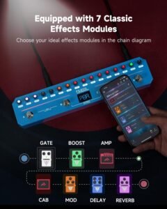 FLAMMA FG200 Intelligent Multi-Effects Guitar Pedal with 52 AMP Models 5 BOOST Models 16 CAB Simulations 7 Effects Modules 9 IR Slots 40 Presets 40 Rhythm Styles Support APP OTG