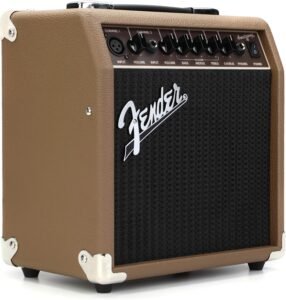 Fender Acoustasonic Guitar Amp for Acoustic Guitar, 15 Watts, with 2-Year Warranty 6 Inch Speaker, Dual Front-Panel inputs, 11.5Hx11.19Wx7.13D Inches