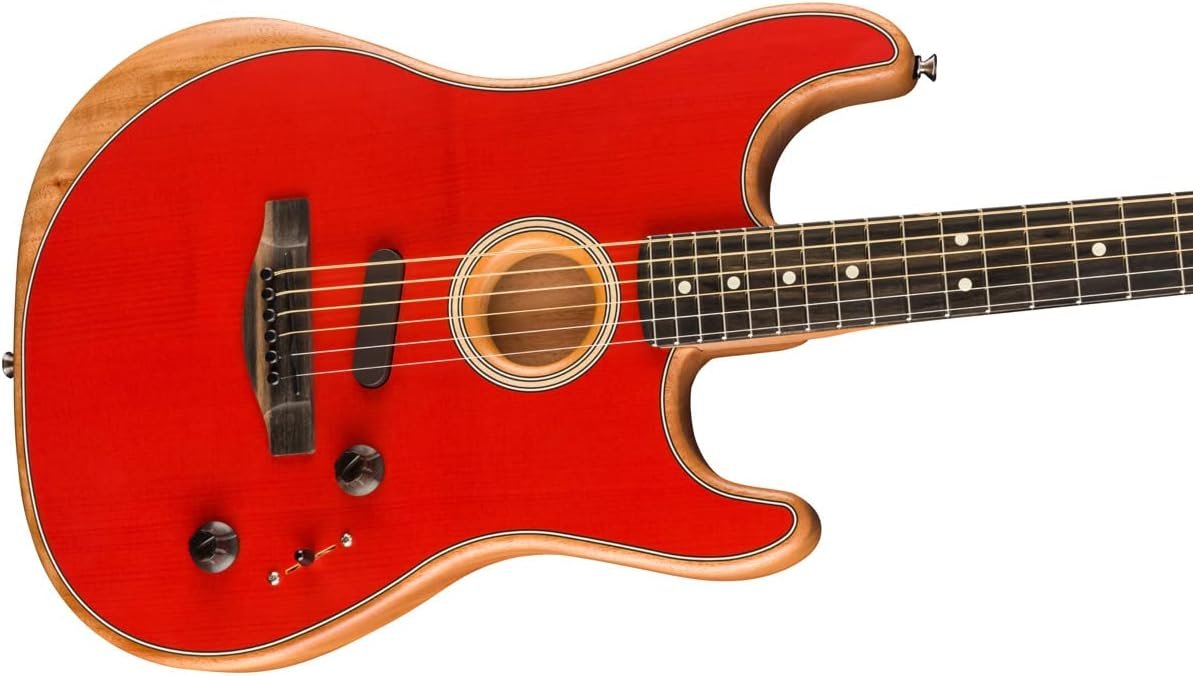 Fender American Acoustasonic Stratocaster Acoustic Electric Guitar, Dakota Red, Ebony Fingerboard, with Gig Bag