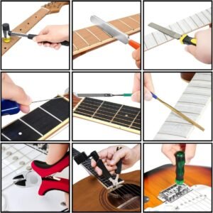 Guitar Repairing Maintenance Tool Kit, Complete Pro Guitar Setup Kit Luthier Repair Tools with Guitar Work Mat and Neck Rest Support Cradle for Guitar Workstation Musician Enthusiast Guitarist