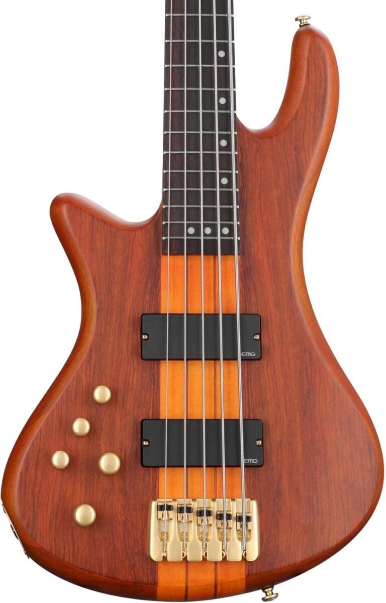 checter Stiletto Studio 5 Left-handed Bass Guitar - Honey Satin