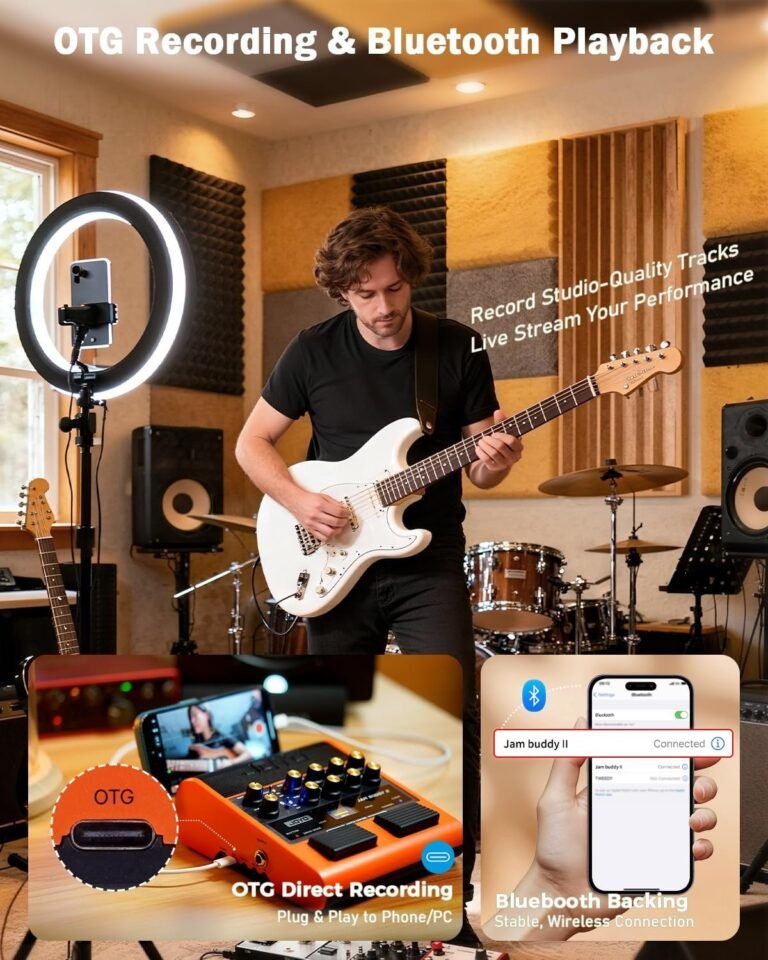 JOYO 10W Portable Guitar Practice Amp & Multi-Effects Pedal Combo Amplifier with Footswitch,OTG Recording, Bluetooth,14 Amp Models,3-Band EQ,36 Drum Patterns & Looper (JAM Buddy II, Orange)