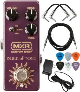 MXR CSP039 Duke of Tone Overdrive Guitar Effects Pedal Custom Shop with Tonebird 9V Power Supply Patch Cable, Picks, Instrument Cable Bundle