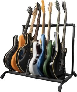 Rok-It Multi Guitar Stand Rack with Folding Design, Holds up to 7 Electric or Acoustic Guitars (RI-GTR-RACK7)