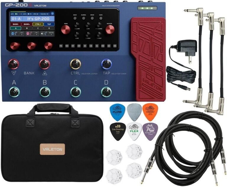 VALETON GP-200X Multi-Effects Processor Pedal Expression, FX Loop, MIDI, Electric, Bass, Accoustic Guitar Amp Modeling, IR Cab Simulation, Stereo, USB Interface with Tonebird Bag, Cable, Picks Bundle