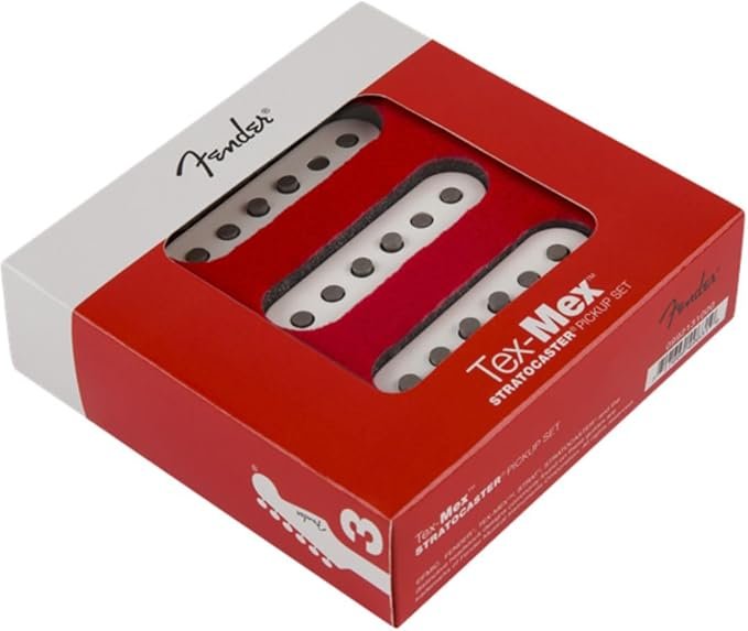 Fender Tex Mex Strat Pickup Set, Single Coil, Alnico 5 Magnets, Reverse Wound, Enhanced Output Warm Tone, 3 Piece