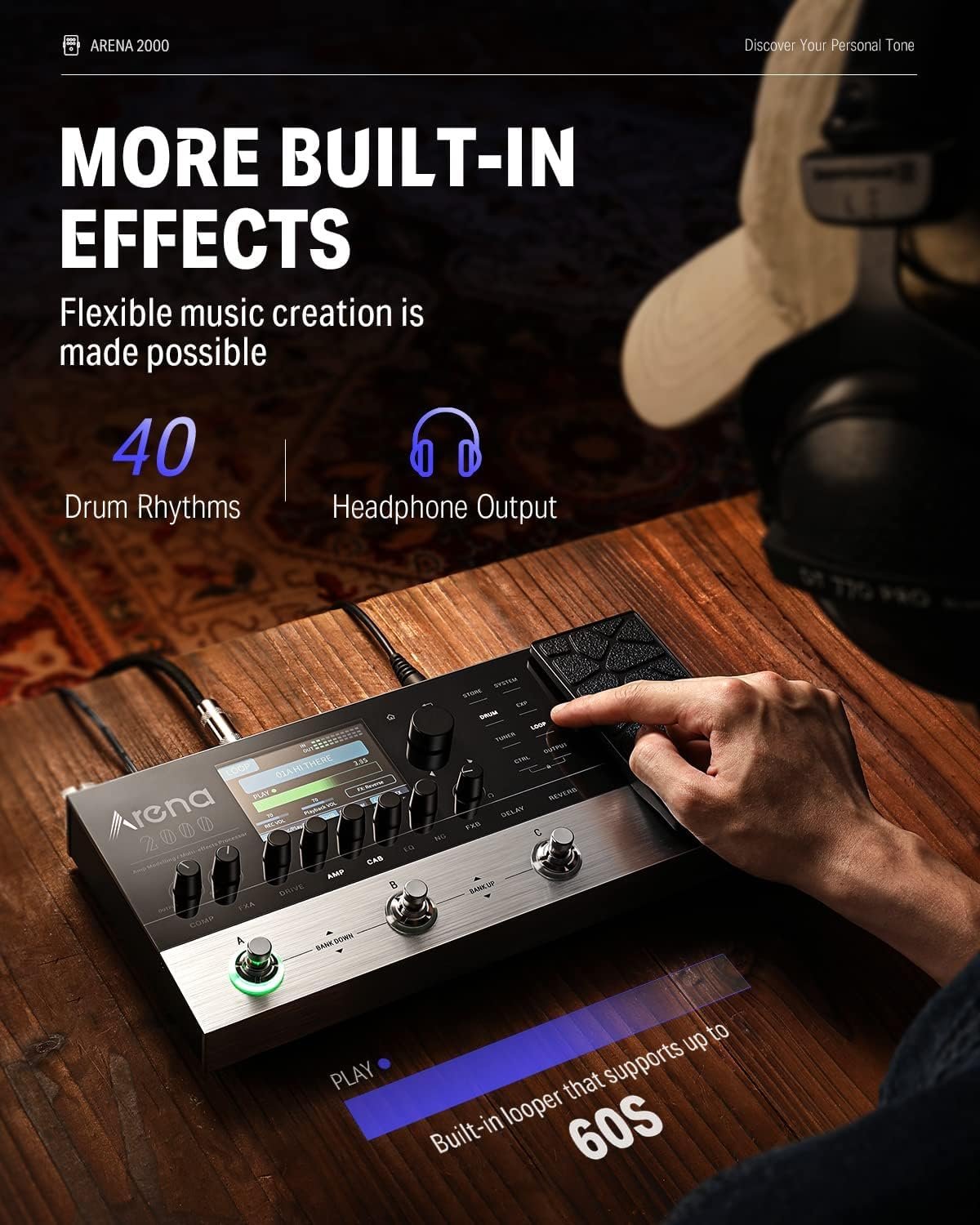 Donner Arena 2000 guitar effects processor floorboard