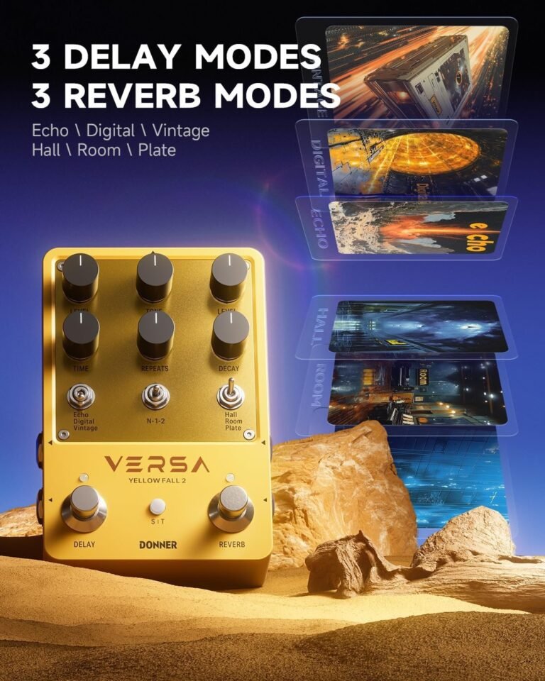 Donner Guitar Reverb Delay Pedal on a live performance pedalboard