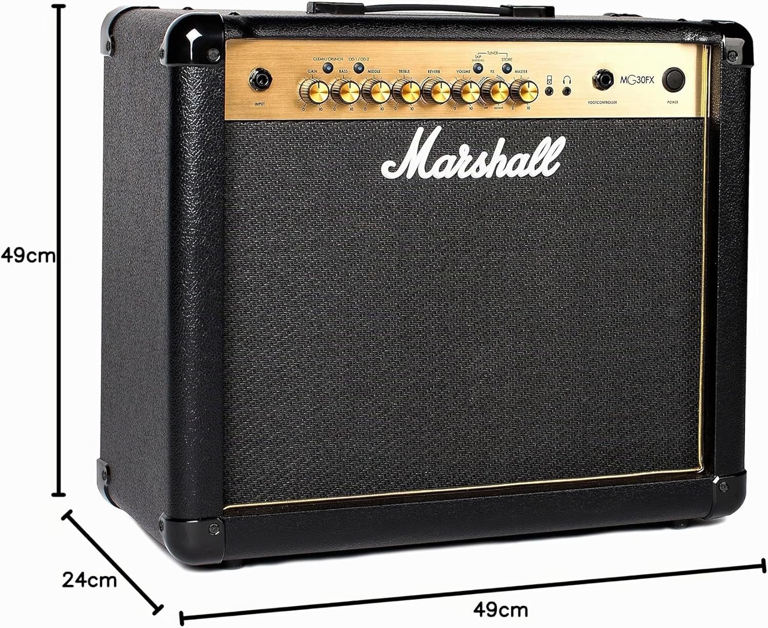 Marshall MG30GFX Black and Gold amplifier used for rehearsal preparation