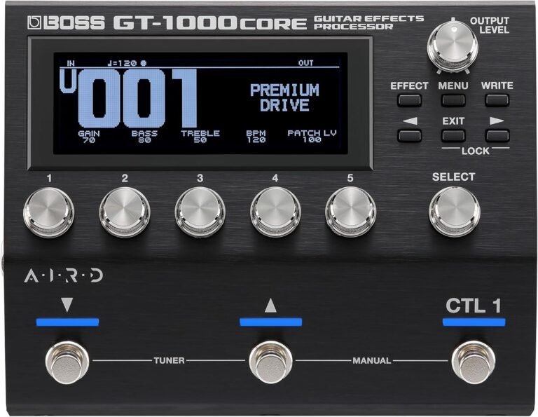 Compact guitar processor pedal used as the core of a pedalboard