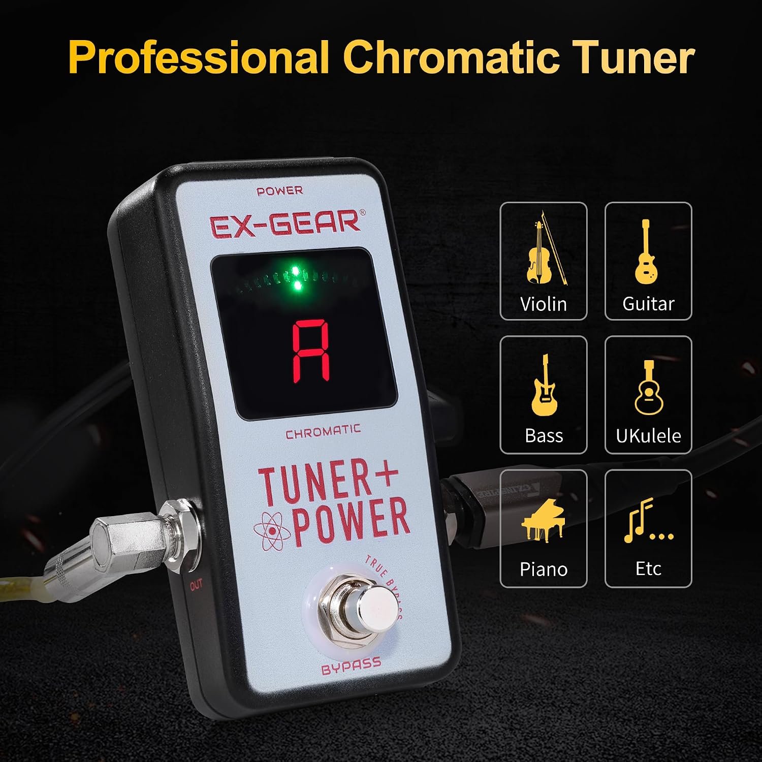 EX-GEAR 2-in-1 tuner pedal on a modern pedalboard