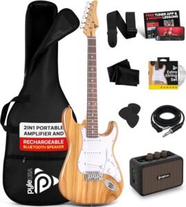Pyle PEGKT400NT natural finish electric guitar beginner starter kit