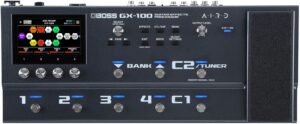 BOSS GX-100 guitar effects processor with colour touchscreen, multiple footswitches and expression pedal