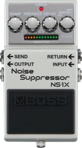 BOSS NS-1X Noise Suppressor guitar pedal with four control knobs and LED indicators