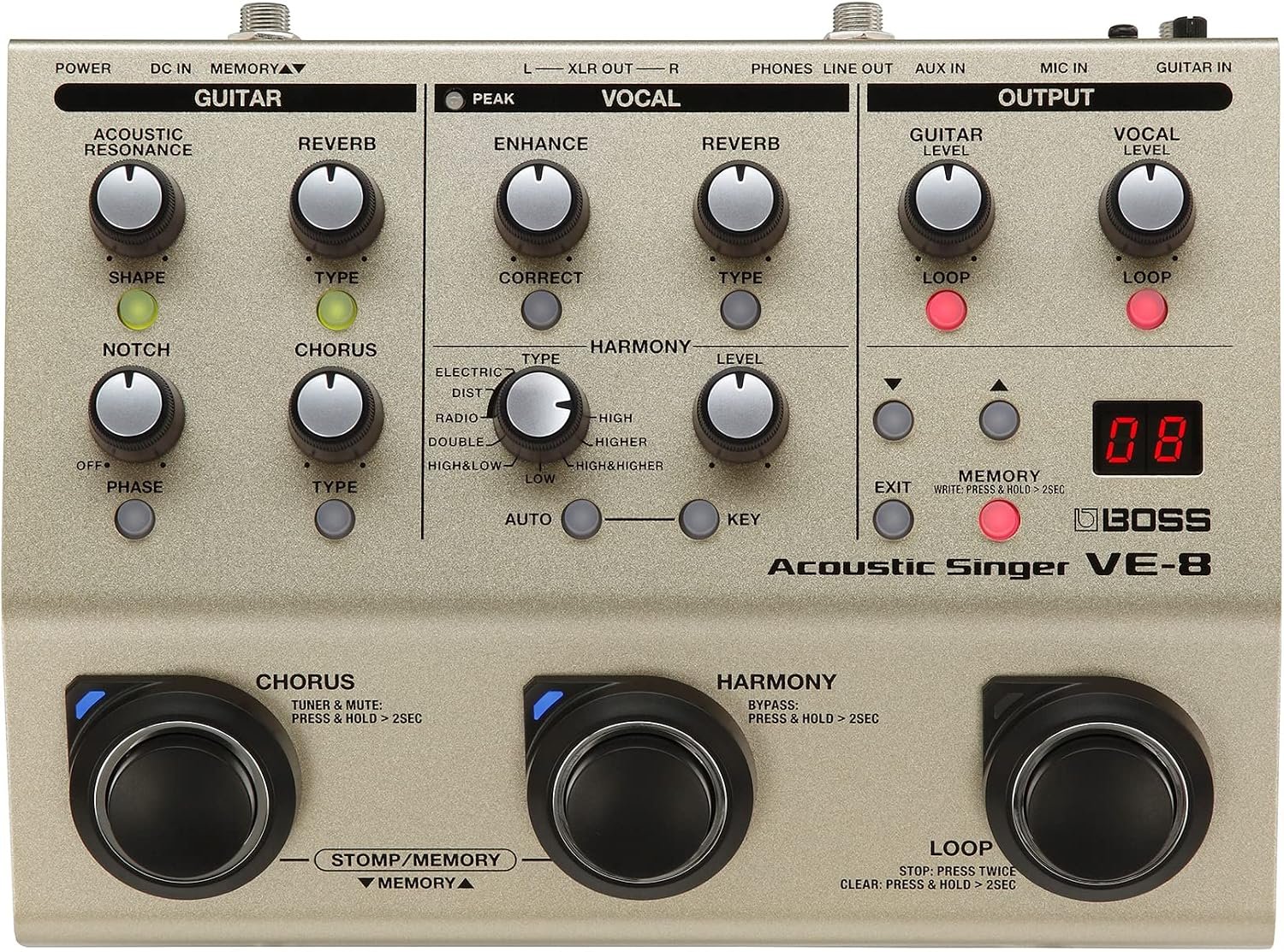 BOSS VE-8 Acoustic Singer pedal