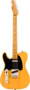 Squier Classic Vibe '50s left-handed Telecaster in Butterscotch Blonde with black pickguard