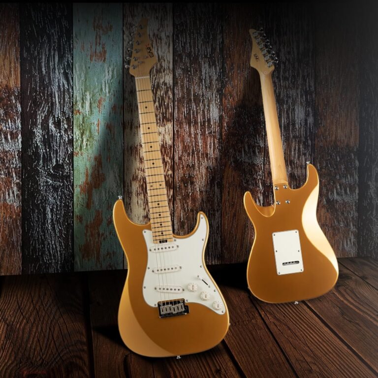 EART NK-VS60 Gold electric guitar with roasted maple neck and three Alnico V single-coil pickups