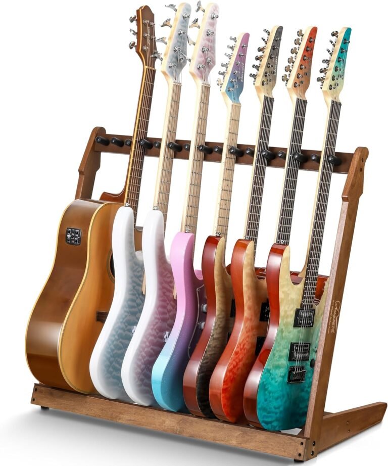 Augioth Wooden Multi-Guitar Rack Pro 8 Holder for storing electric, acoustic and bass guitars