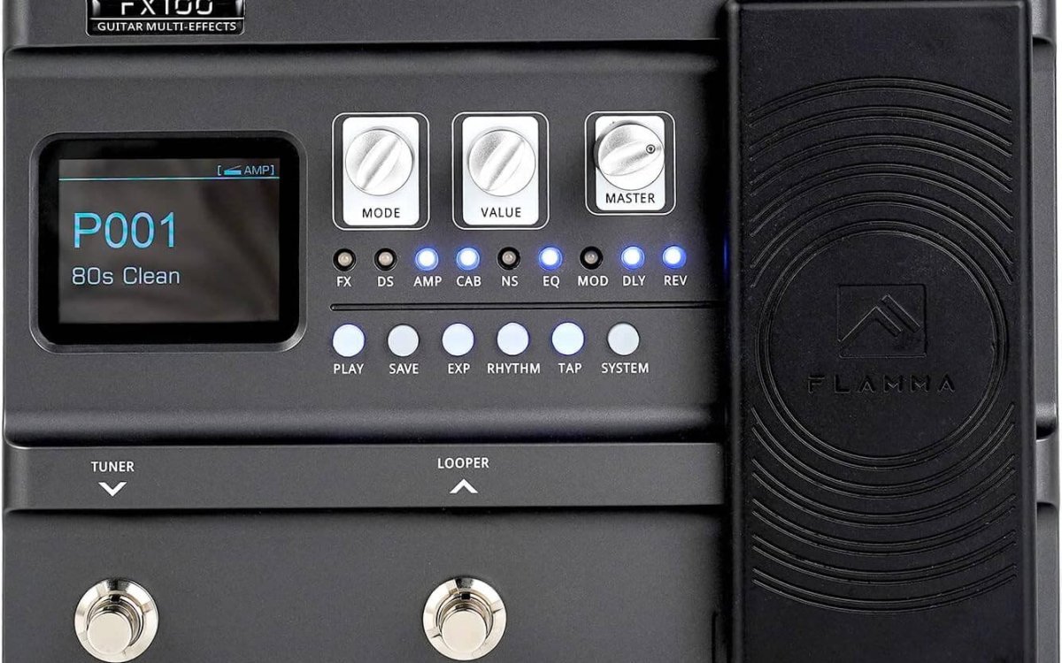 LAMMA FX100 Guitar Multi-effects Pedal with 55 Amp Models 151 Built-in Effects 80' Looper 40 Drum Machine 10 3rd Party IR Slots Headphone OTG for Home Practice Performance Live Streaming